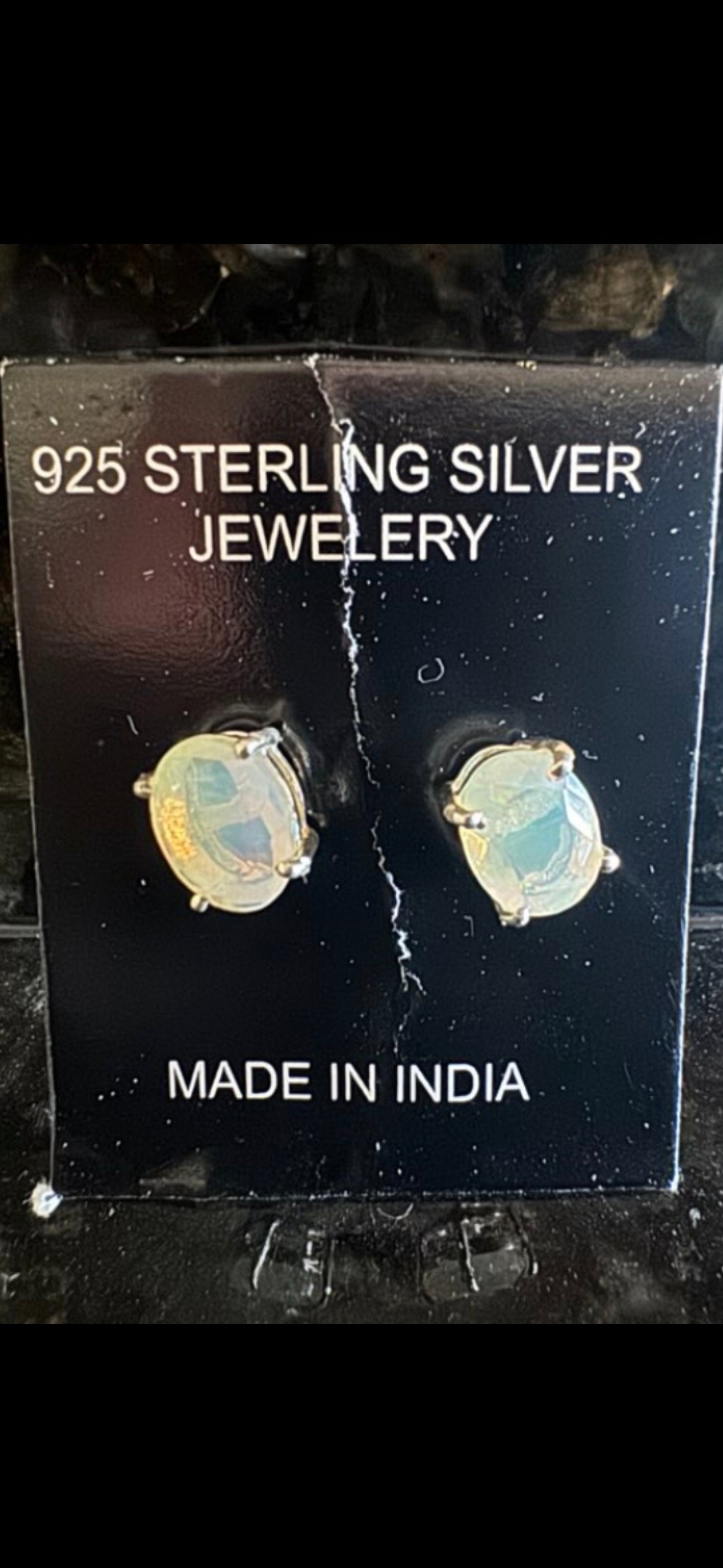 .925 Sterling Silver Opal Earrings