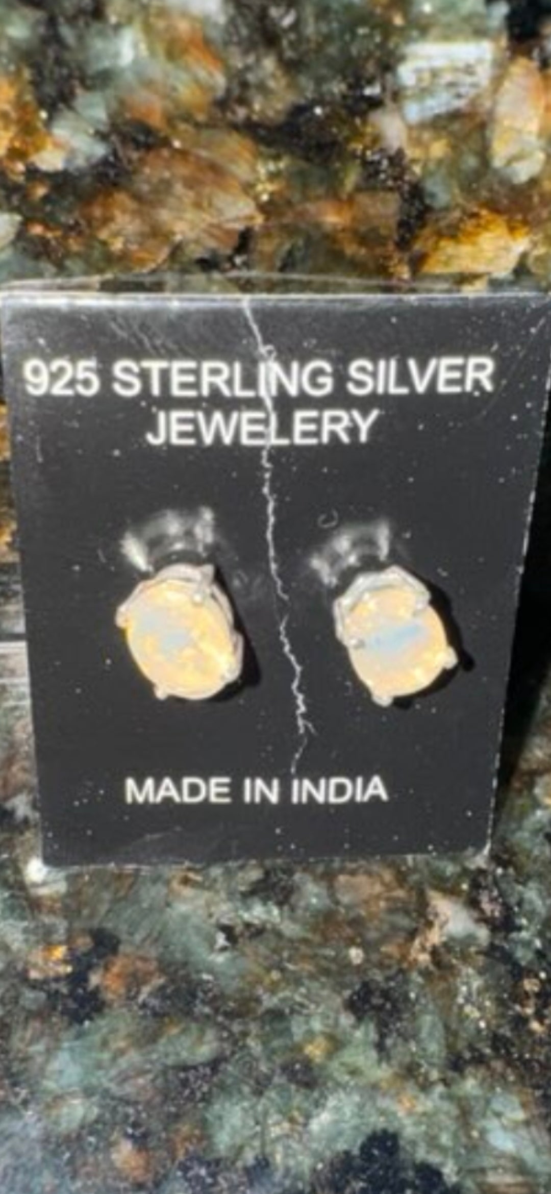 .925 Sterling Silver Opal Earrings
