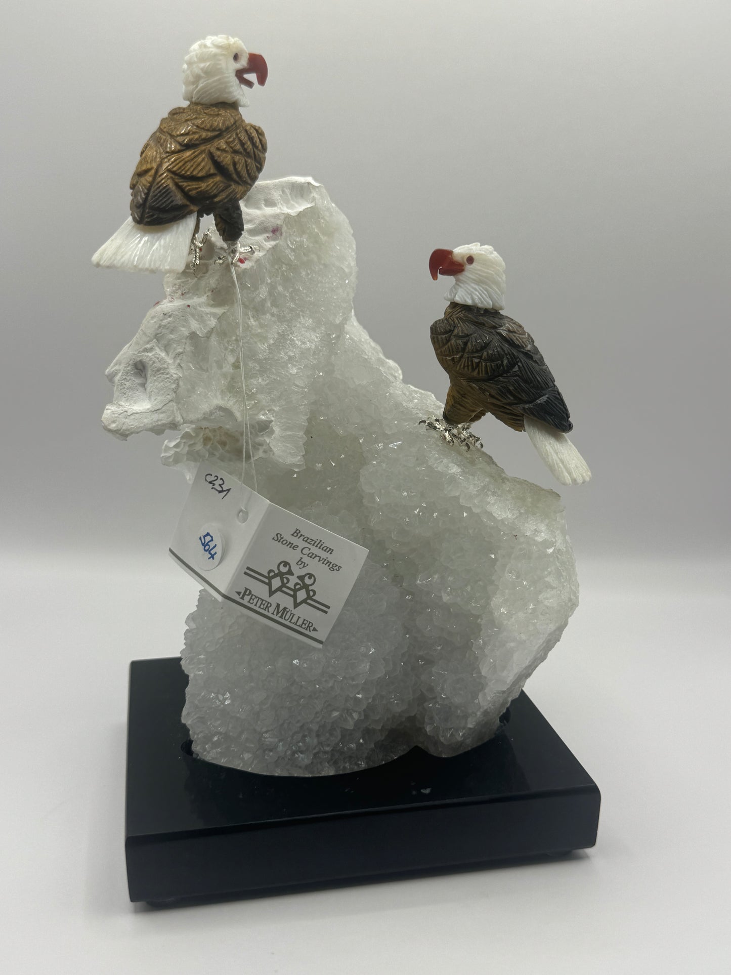 Tiger Eye Bald Eagles On Quartz Cluster Home Decor