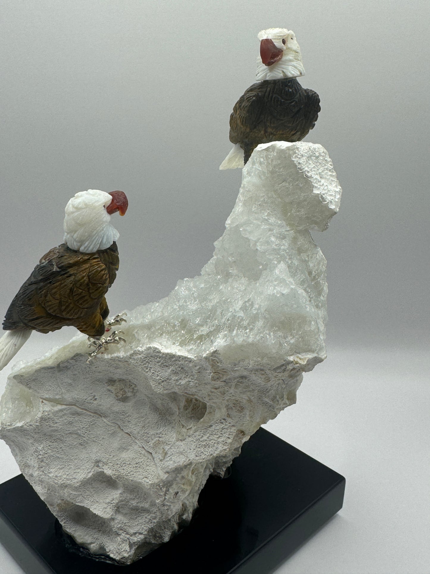 Tiger Eye Bald Eagles On Quartz Cluster Home Decor
