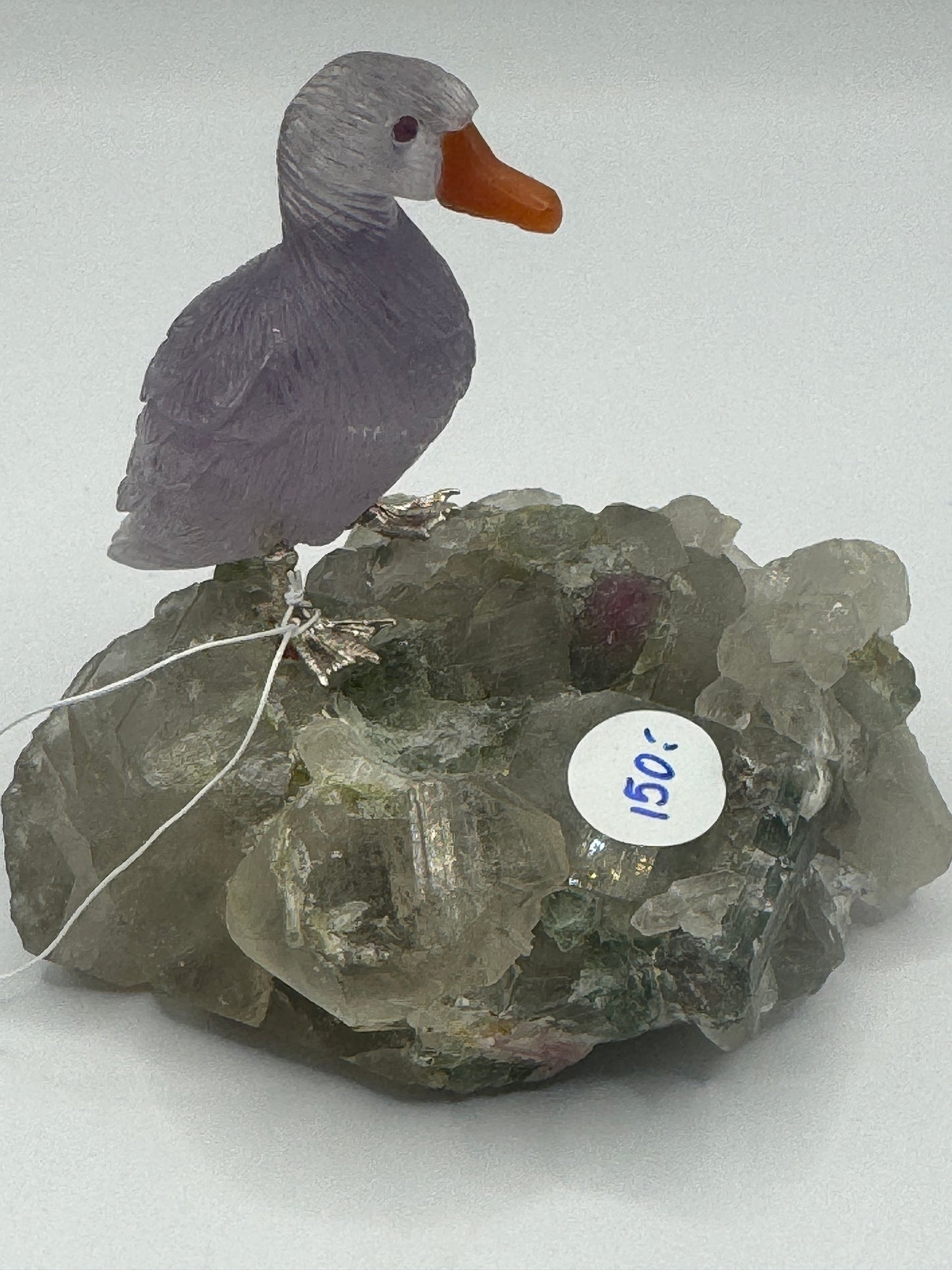 Amethyst Duck On Quartz With Rose Quartz Home Decor