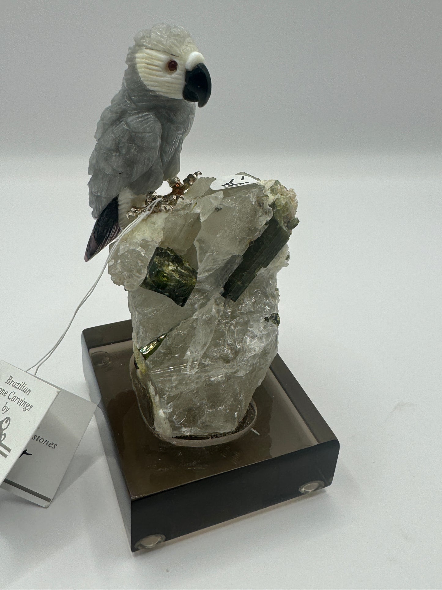 Small African Grey Parrot On Phantom Quartz Home Decor