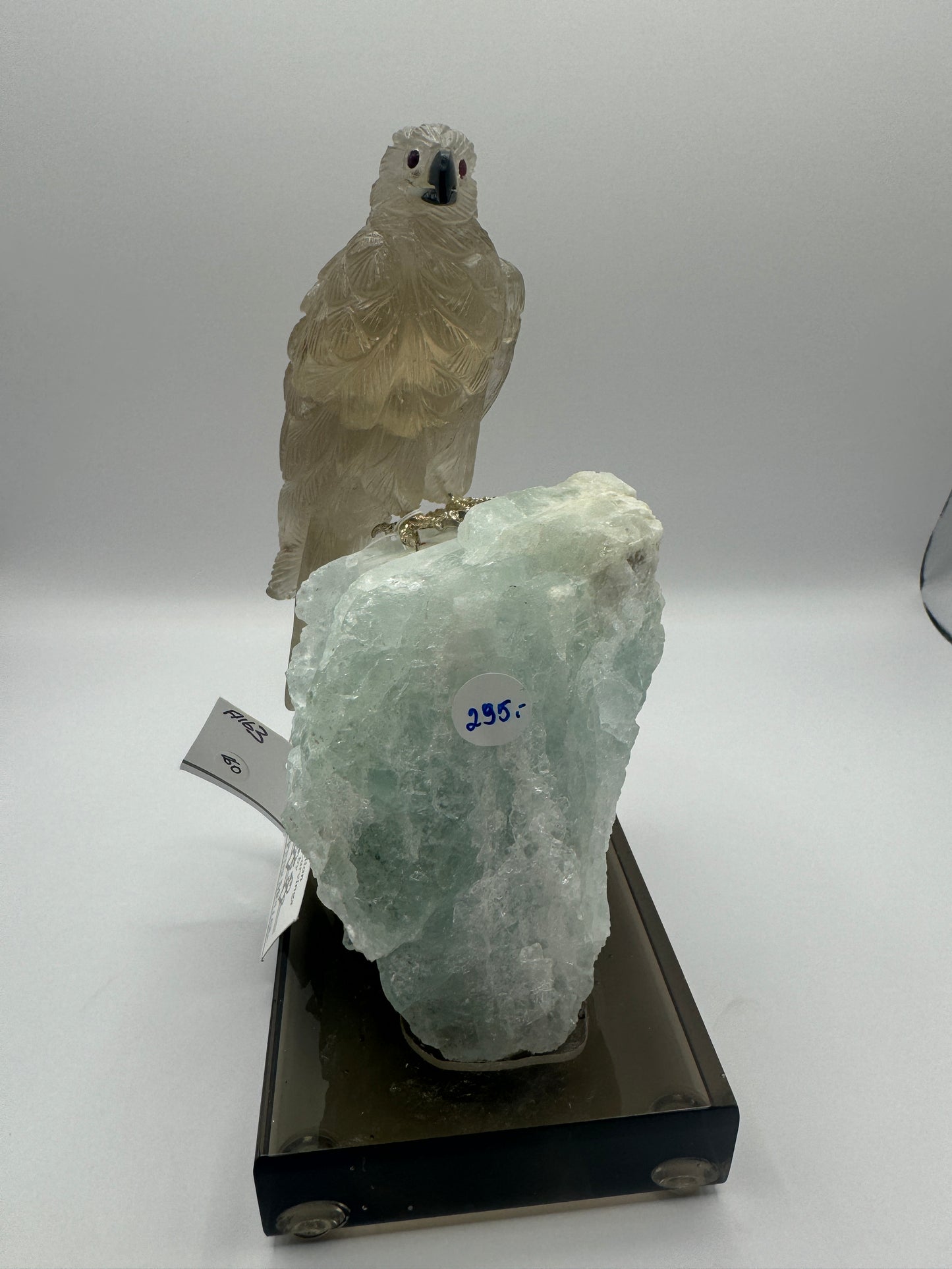 Smoky Quartz Falcon With Aquamarine Beryl Base Home Decor