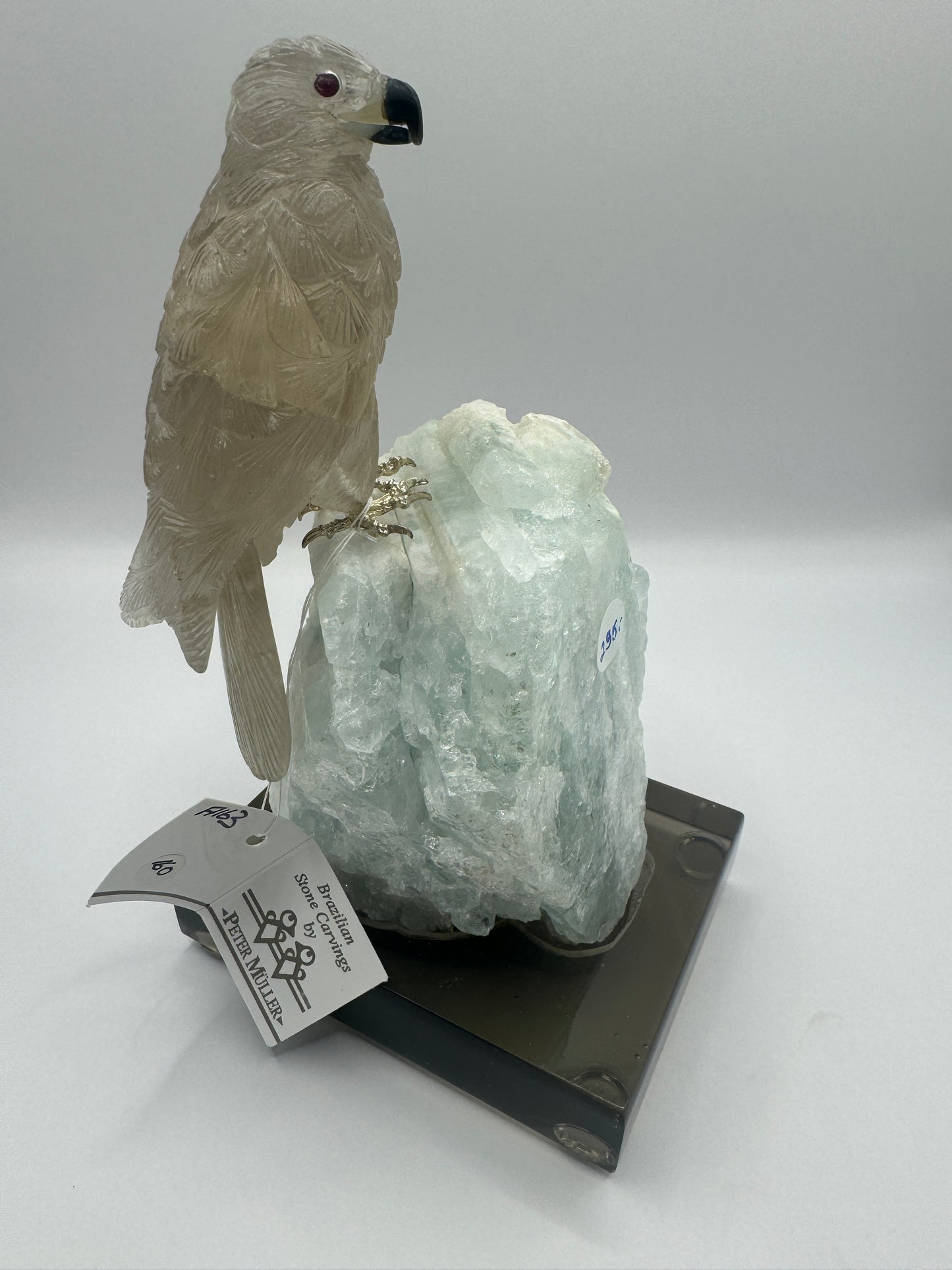 Smoky Quartz Falcon With Aquamarine Beryl Base Home Decor