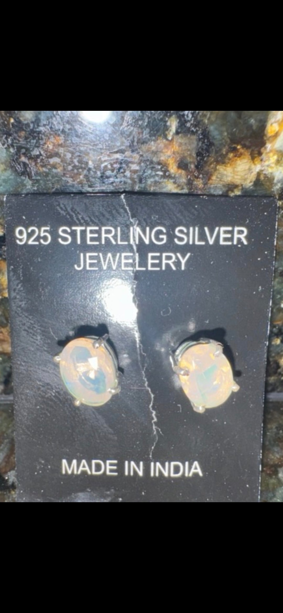 .925 Sterling Silver Opal Earrings