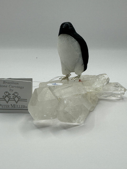 Obsidian Single Penguin On Quartz Home Decor
