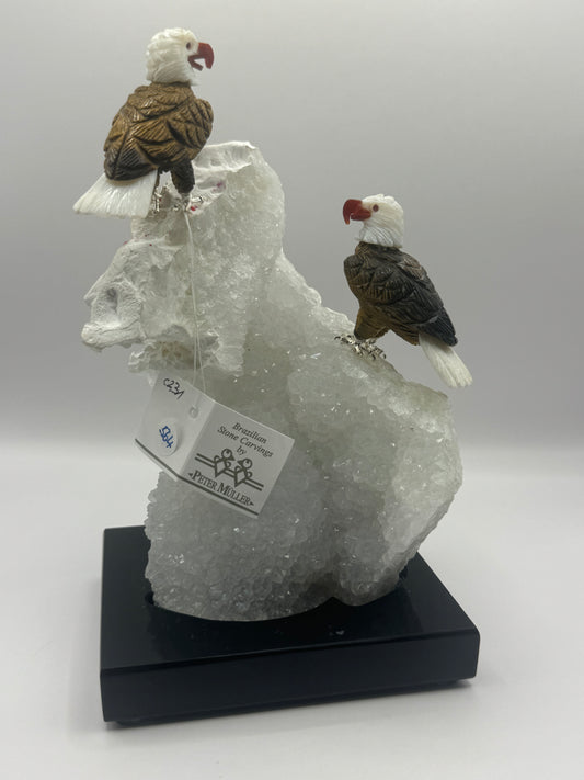 Tiger Eye Bald Eagles On Quartz Cluster Home Decor